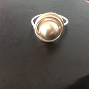 Silver ring with center silver ball